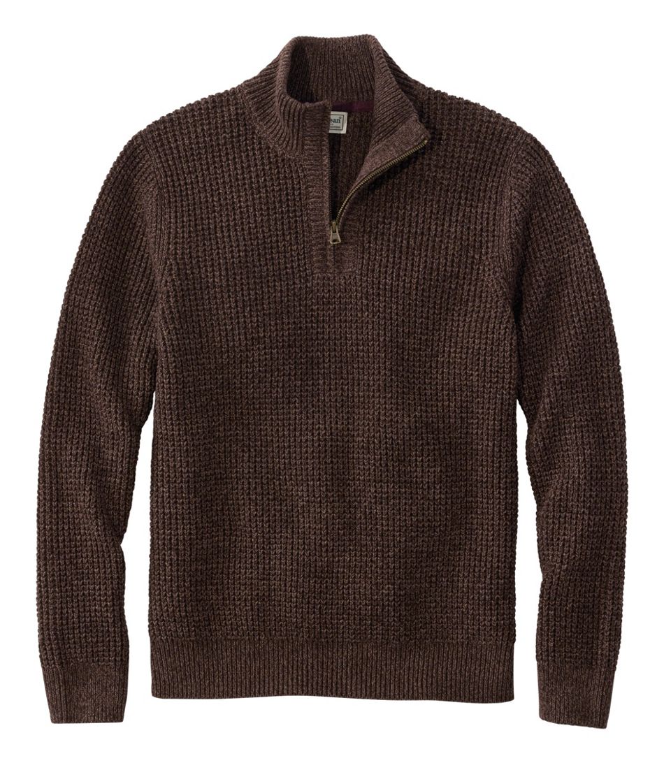 L.L.Bean Men's Organic Cotton Waffle Sweater, Quarter Zip, Tall - Quest Outdoors