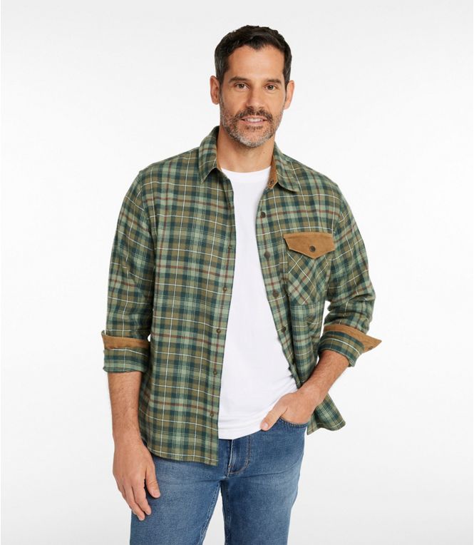L.L.Bean Men's Scotch Plaid Flannel Shirt, Snap-Front, Slightly Fitted Untucked Fit, Regular - Quest Outdoors