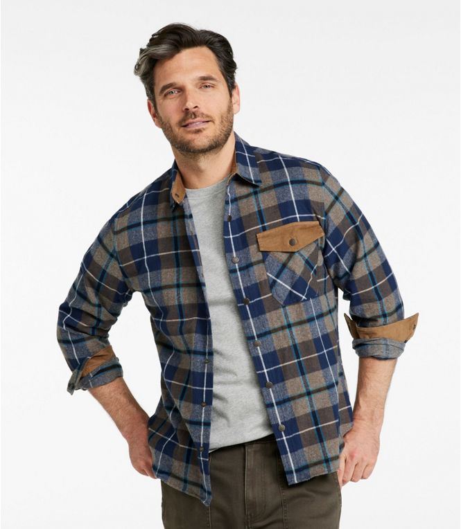 L.L.Bean Men's Scotch Plaid Flannel Shirt, Snap-Front, Slightly Fitted Untucked Fit, Regular - Quest Outdoors