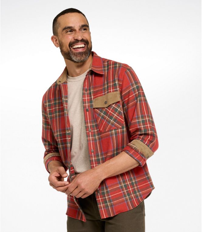 L.L.Bean Men's Scotch Plaid Flannel Shirt, Snap-Front, Slightly Fitted Untucked Fit, Regular - Quest Outdoors