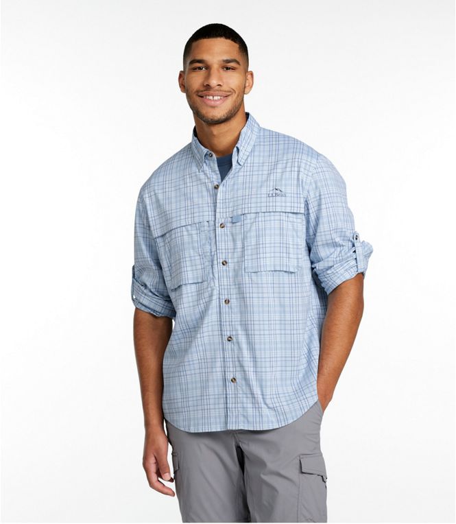 L.L.Bean Men's Tropicwear Woven Shirt Long Sleeve Plaid - Quest Outdoors