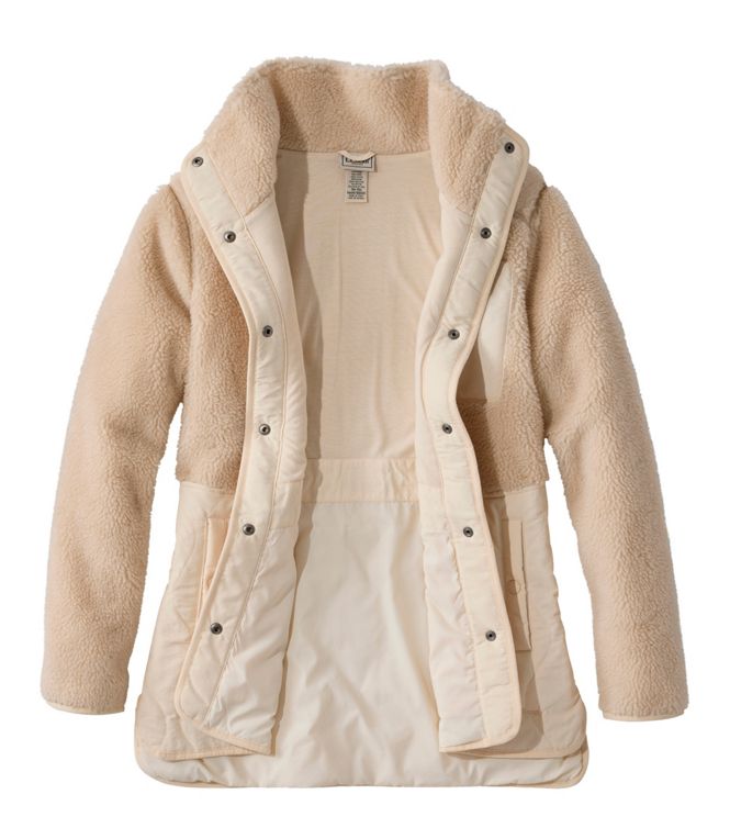 L.L.Bean Women's Bean's Mixed Media Sherpa Fleece Jacket, Regular - Quest Outdoors
