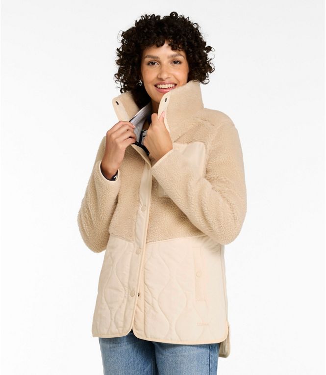 L.L.Bean Women's Bean's Mixed Media Sherpa Fleece Jacket, Regular - Quest Outdoors