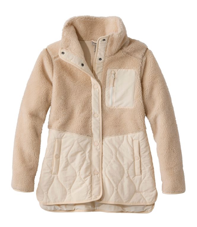 L.L.Bean Women's Bean's Mixed Media Sherpa Fleece Jacket, Regular - Quest Outdoors