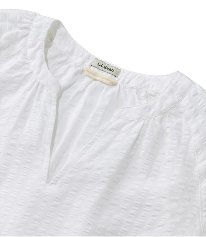 L.L.Bean Women's Bean's Seacoast Seersucker Splitneck Shirt - Quest Outdoors