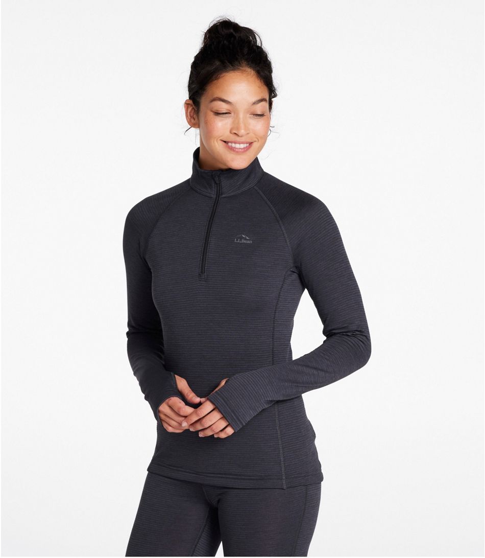 L.L.Bean Women's Midweight Base Layer Crew Top, 1/4 Zip, Regular - Quest Outdoors