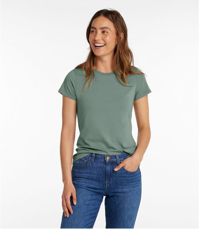 L.L.Bean Women's Soft Stretch Supima Tee Crewneck Short Sleeve - Quest Outdoors