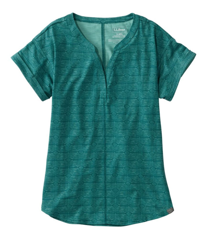 L.L.Bean Women's Streamside Tee, Short - Sleeve Splitneck Print - Quest Outdoors