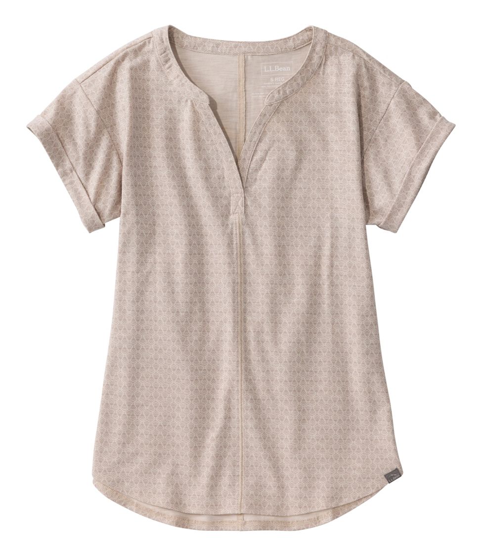 L.L.Bean Women's Streamside Tee, Short - Sleeve Splitneck Print - Quest Outdoors
