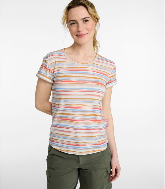 L.L.Bean Women's SunSmart Lifestyle Short - Sleeve Stripe Regular - Quest Outdoors