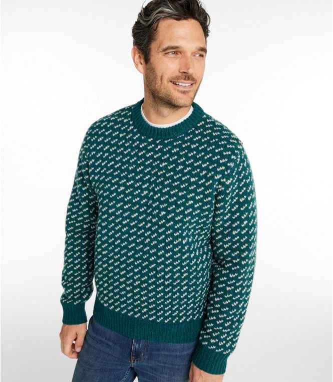 Men's Bean's Classic Ragg Wool Sweater, Crewneck, Bird's - Eye Regular - Quest Outdoors