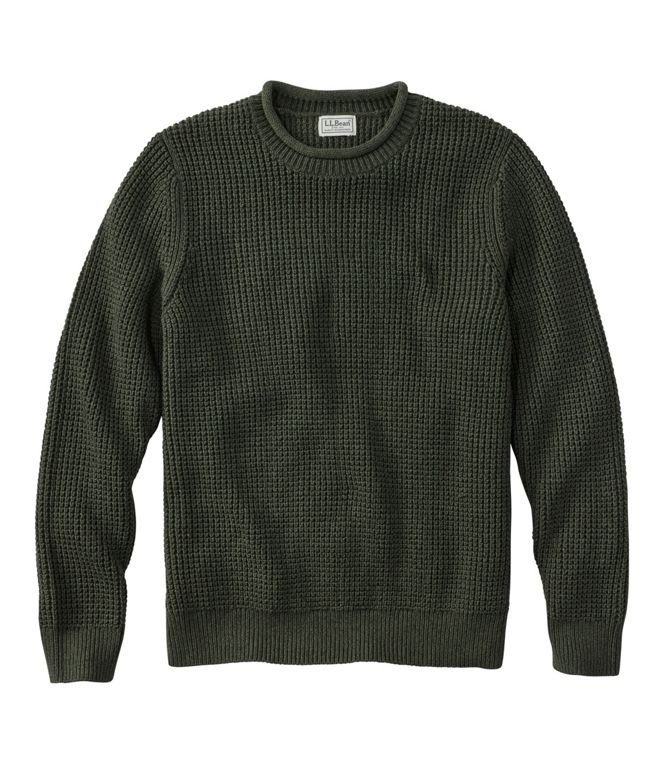 Men's L.L.Bean Organic Cotton Waffle Sweater, Rollneck Crew, Regular - Quest Outdoors