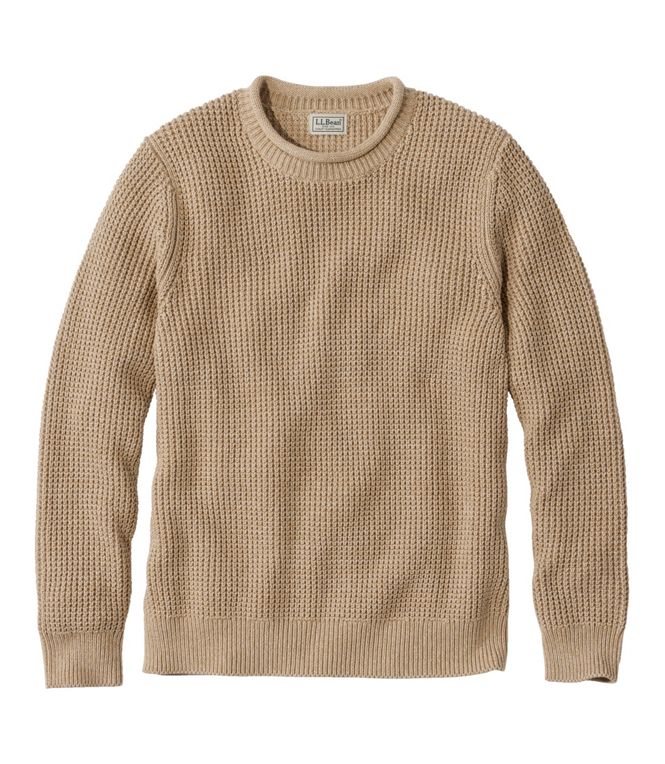 Men's L.L.Bean Organic Cotton Waffle Sweater, Rollneck Crew, Regular - Quest Outdoors