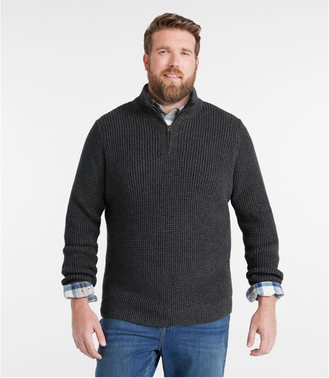 Men's Organic Cotton Waffle Sweater, Quarter Zip, Regular - Quest Outdoors