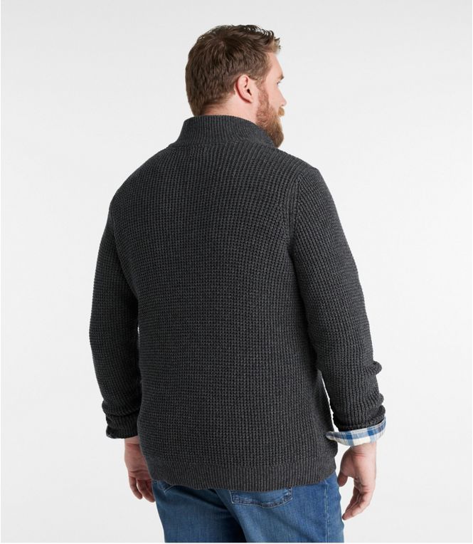 Men's Organic Cotton Waffle Sweater, Quarter Zip, Regular - Quest Outdoors