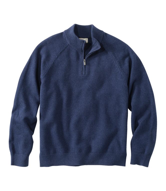 Men's Wicked Soft Cotton/Cashmere Sweater, Quarter - Zip, Regular - Quest Outdoors
