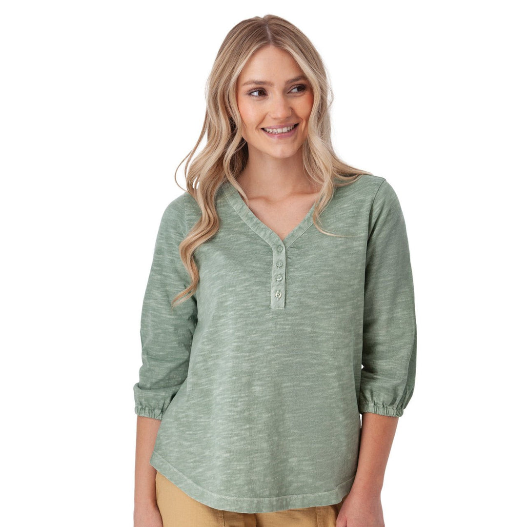 Old Ranch Women's Este 3/4 Sleeve Organic Cotton Henley - Quest Outdoors