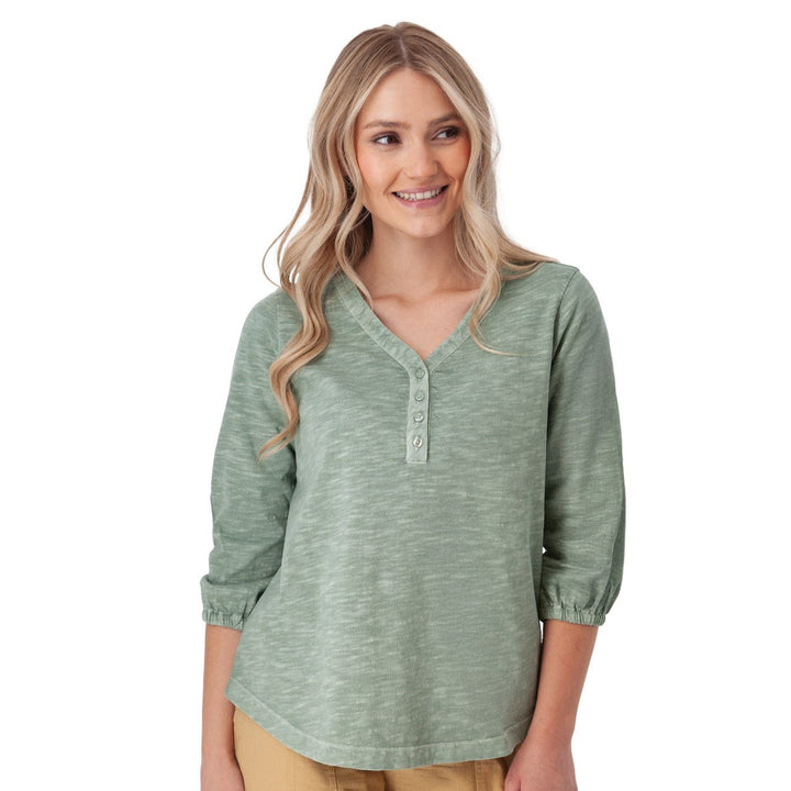 Old Ranch Women's Este 3/4 Sleeve Organic Cotton Henley - Quest Outdoors