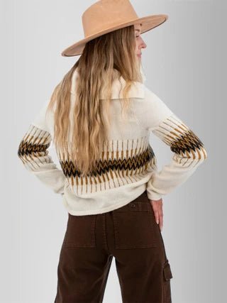 Old Ranch Women's Snowdrop Johnny Collar Jacquard Sweater - Quest Outdoors