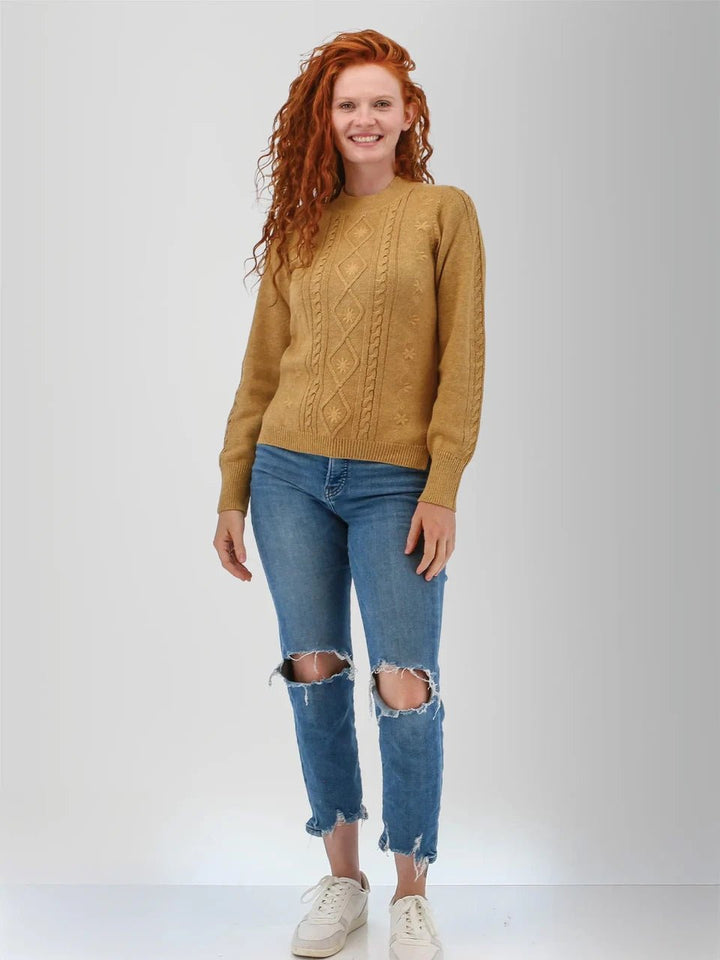 Old Ranch Women's Winter Wisteria Embroidered Cable Knit Sweater - Quest Outdoors