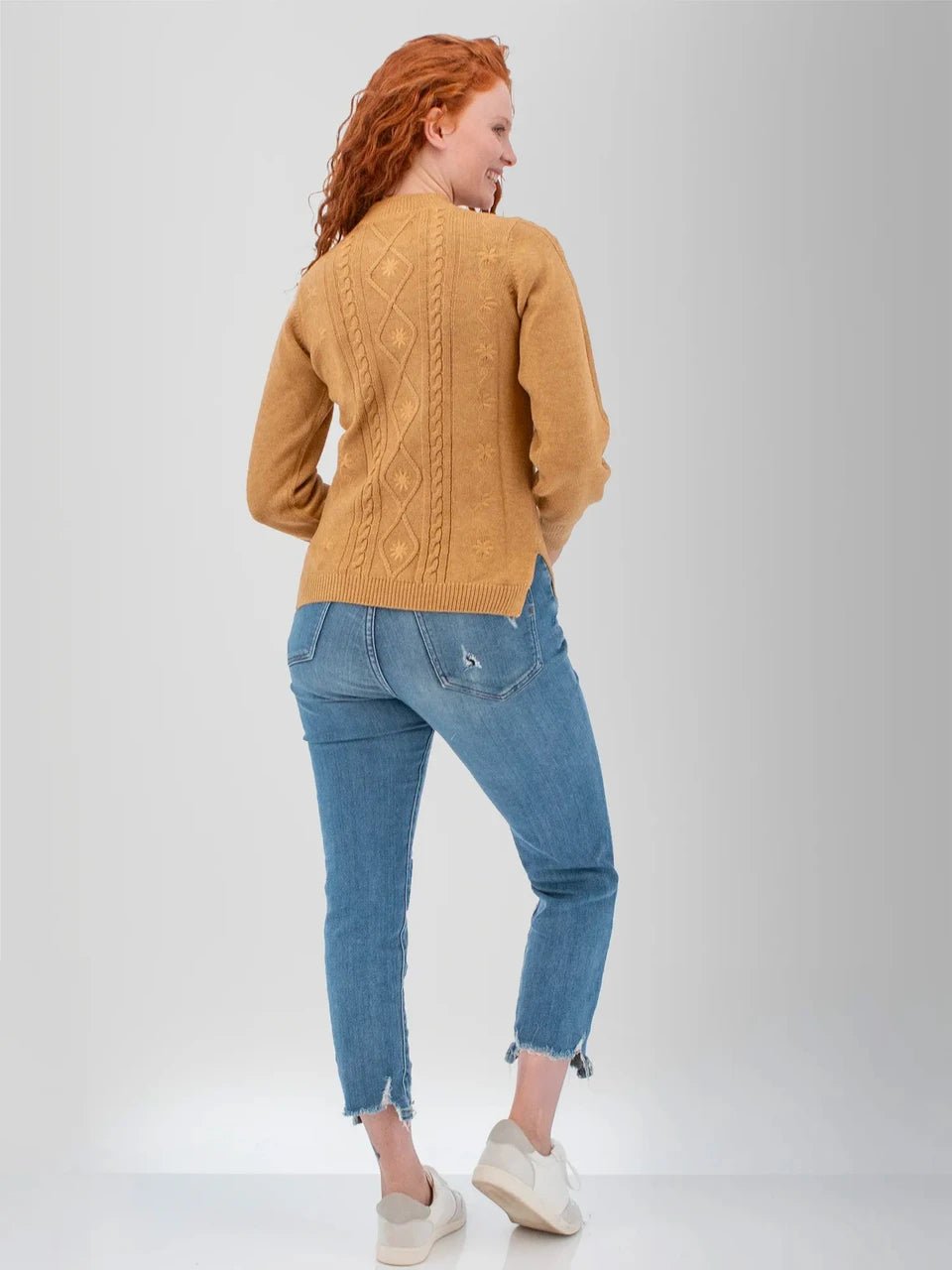 Old Ranch Women's Winter Wisteria Embroidered Cable Knit Sweater - Quest Outdoors
