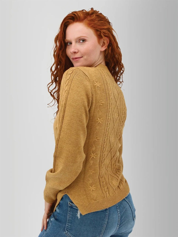 Old Ranch Women's Winter Wisteria Embroidered Cable Knit Sweater - Quest Outdoors