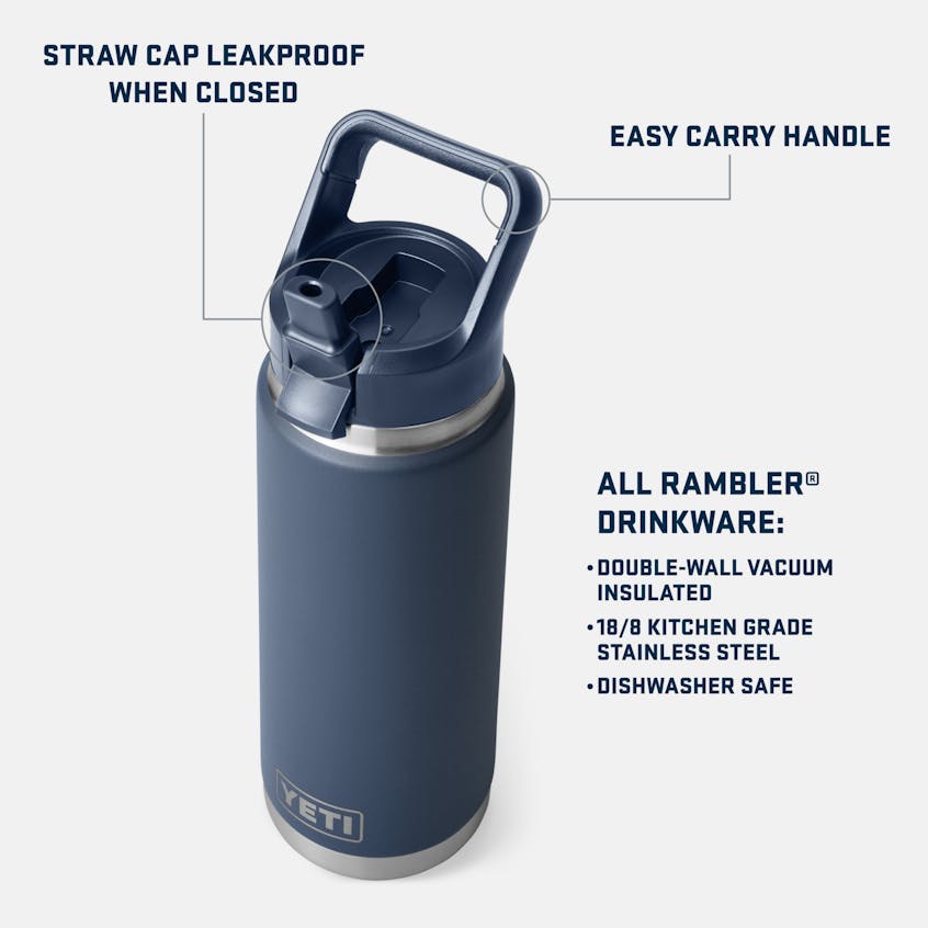Rambler® 26 oz Water Bottle WITH COLOR - MATCHED STRAW CAP - Quest Outdoors
