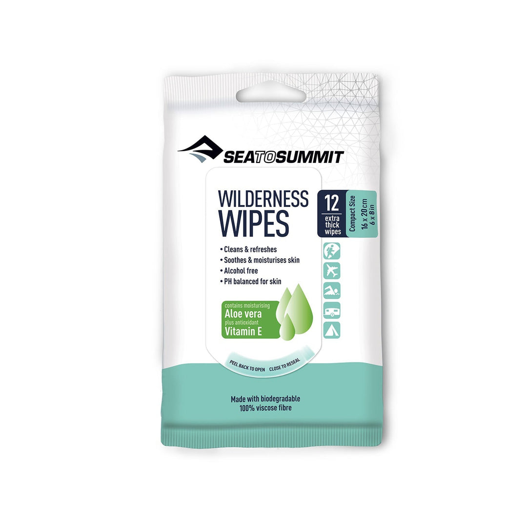 Sea to Summit Wilderness Wipes Compact | 6in x 8in |12 wipes per pack - Quest Outdoors