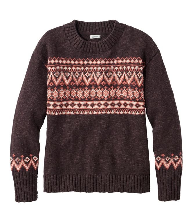 Women's Cotton Ragg Sweater, Crewneck Fair Isle Regular - Quest Outdoors