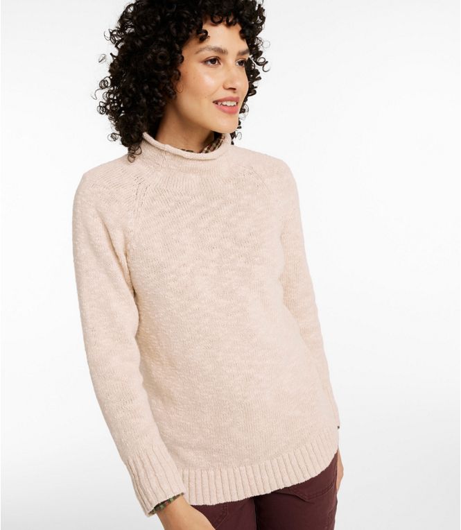 Women's Cotton Ragg Sweater, Funnelneck Pullover, Regular - Quest Outdoors