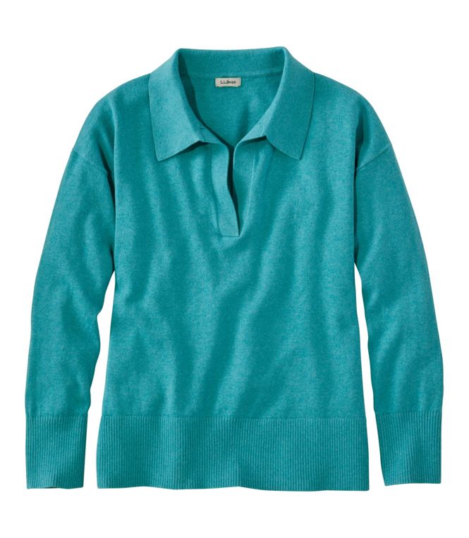 Women's Cotton/Cashmere Sweater, Polo, Regular - Quest Outdoors