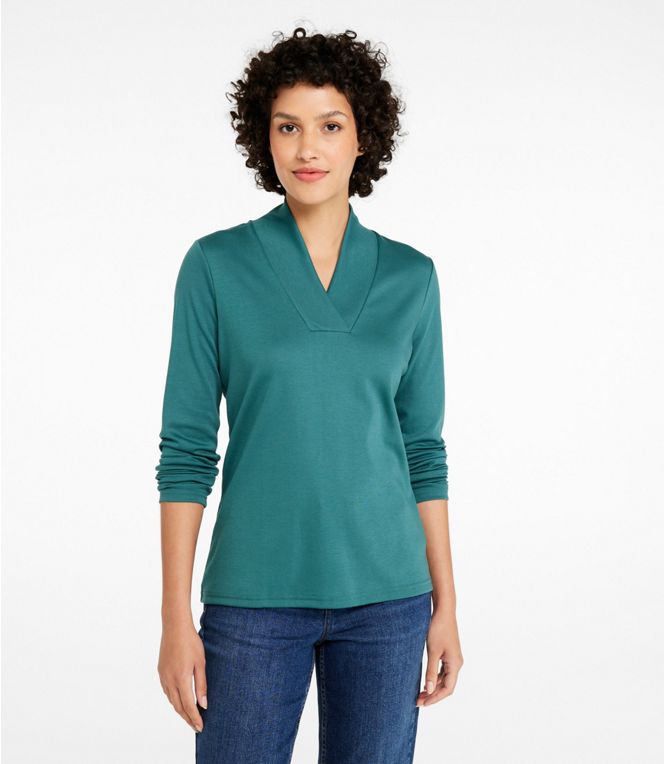Women's Pima Cotton Tee, Shawl Long - Sleeve - Quest Outdoors