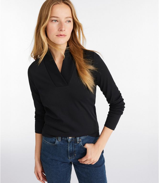 Women's Pima Cotton Tee, Shawl Long - Sleeve - Quest Outdoors