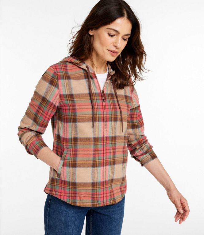 Women's Scotch Plaid Flannel Shirt, Relaxed Zip Hoodie, Regular - Quest Outdoors