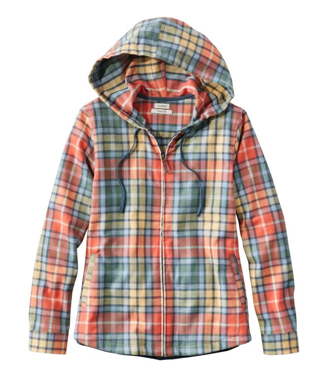 Women's Scotch Plaid Flannel Shirt, Relaxed Zip Hoodie, Regular - Quest Outdoors