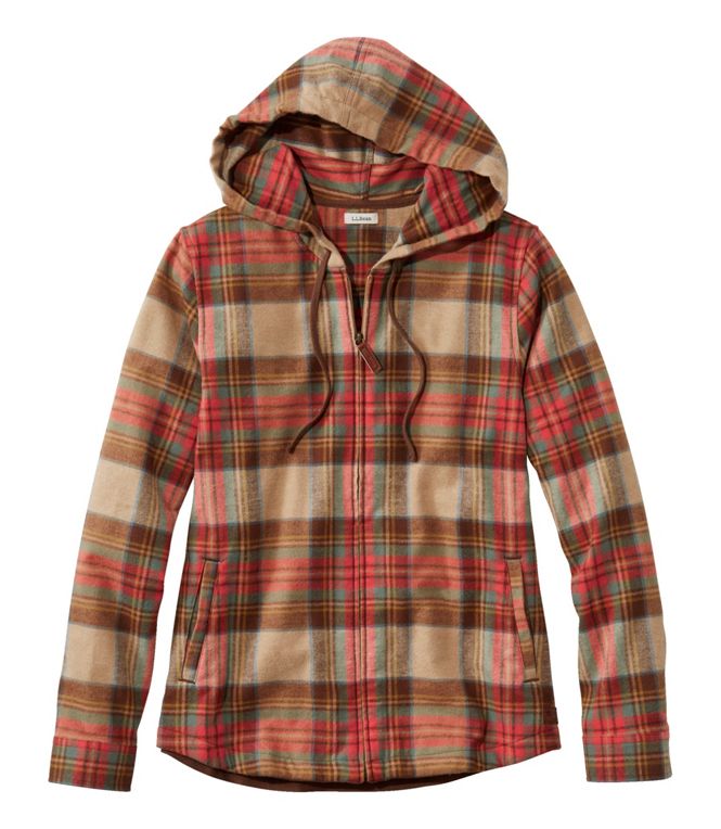 Women's Scotch Plaid Flannel Shirt, Relaxed Zip Hoodie, Regular - Quest Outdoors