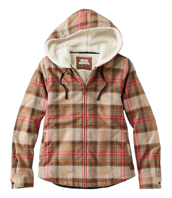Women's Scotch Plaid Flannel Shirt, Sherpa - Lined Zip Hoodie, Regular - Quest Outdoors