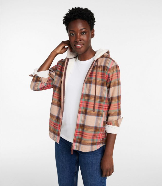 Women's Scotch Plaid Flannel Shirt, Sherpa - Lined Zip Hoodie, Regular - Quest Outdoors