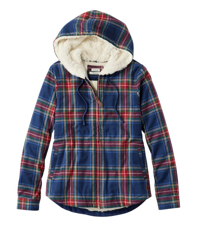 Women's Scotch Plaid Flannel Shirt, Sherpa - Lined Zip Hoodie, Regular - Quest Outdoors