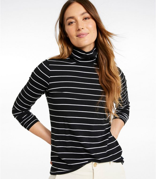 Women's Soft Stretch Supima - Blend Tee, Turtleneck Stripe, Regular - Quest Outdoors