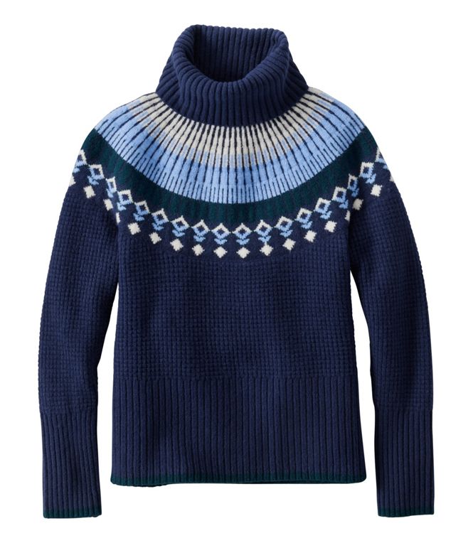 Women's SuperSoft Waffle Sweater, Turtleneck Fair Isle, Regular - Quest Outdoors