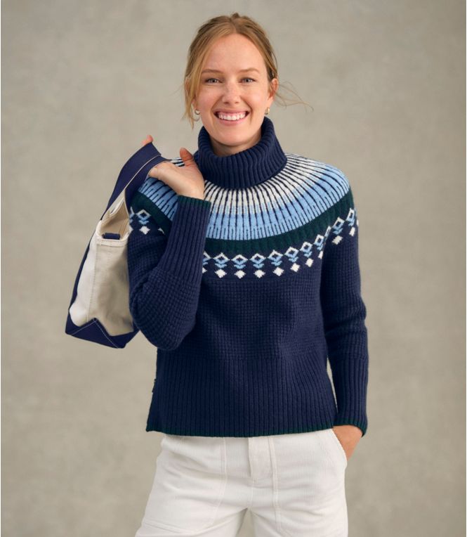 Women's SuperSoft Waffle Sweater, Turtleneck Fair Isle, Regular - Quest Outdoors